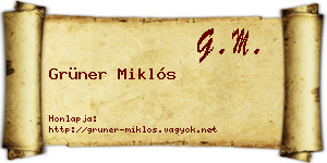 Grüner Miklós névjegykártya
